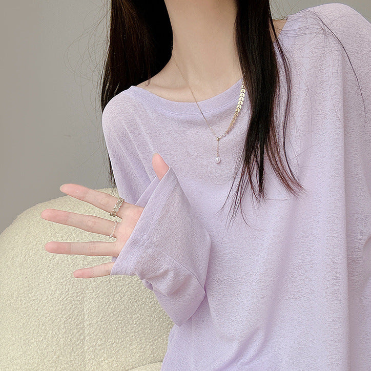 Damen lässiges Langarmshirt mit feinen strukturierten Details Drune
