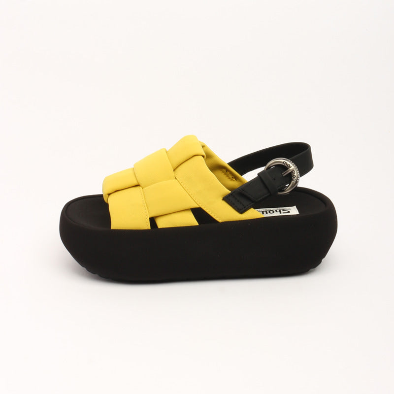 Damen modische Plateau-Sandalen mit elegantem Kreuzriemen und komfortablem Fußbett Drune