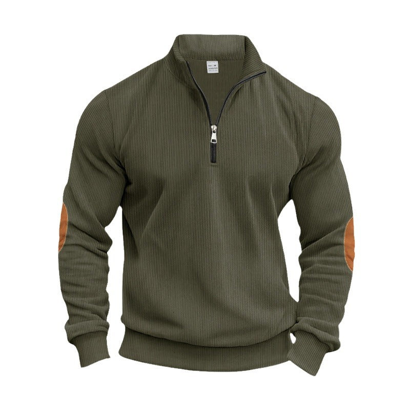 Herren eleganter Pullover mit praktischen Ellenbogenpatches und modernem Reißverschluss Drune