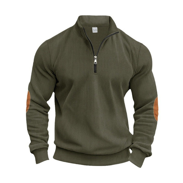 Herren eleganter Pullover mit praktischen Ellenbogenpatches und modernem Reißverschluss Drune