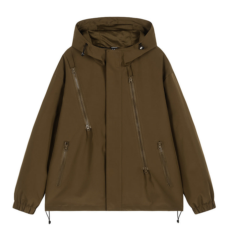 Herren nan technische Kapuzenjacke mit wasserabweisendem Softshell, schrägen Reißverschlusstaschen und verstellbarem Saum Drune