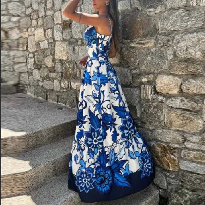 Damen Maxikleid mit floralem Design und hohem Schlitz Drune