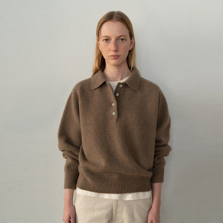 Damen Poloshirt aus hochwertigem Kaschmir-Mix mit modernem Schnitt Drune