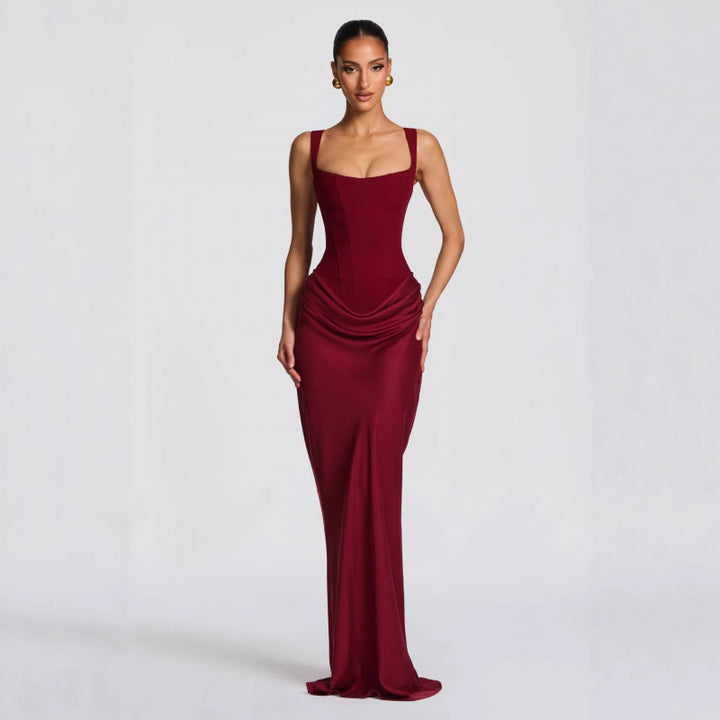 Damen Elegantes Maxi-Kleid mit raffinierten Drapierungen Drune