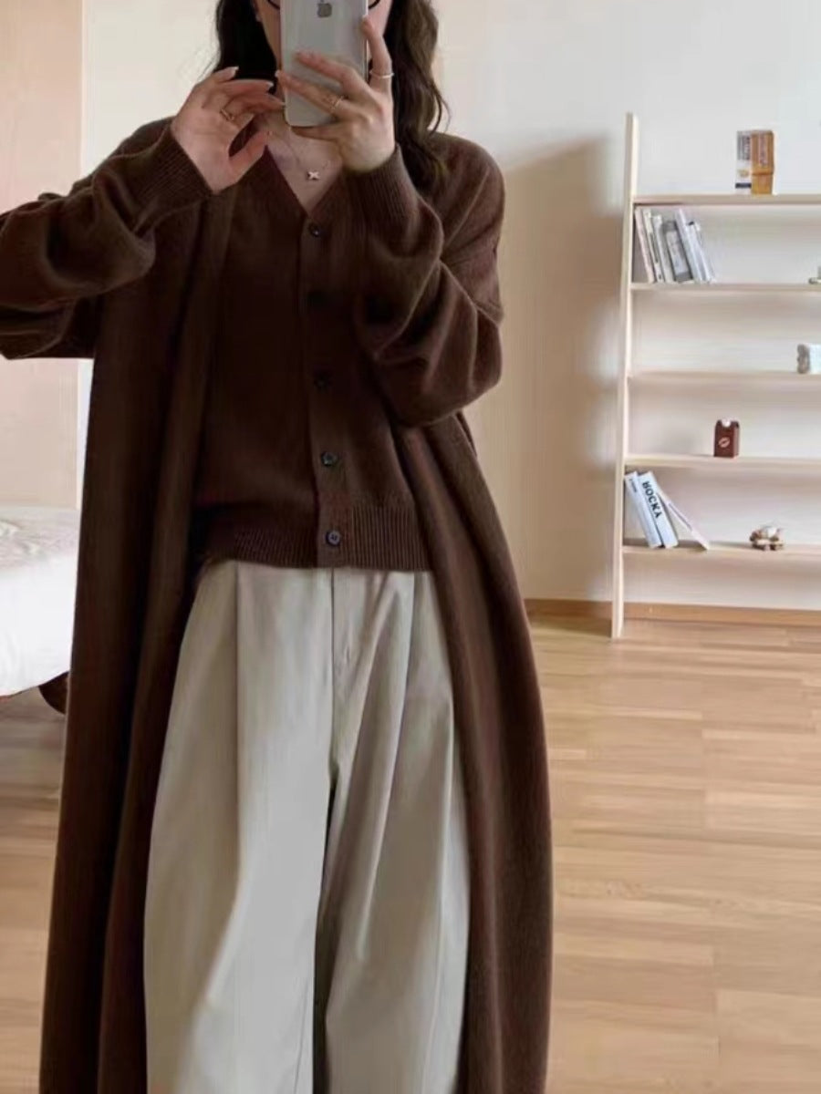 Damen Langärmlige Strickjacke mit dekorativem Knopfdesign Drune