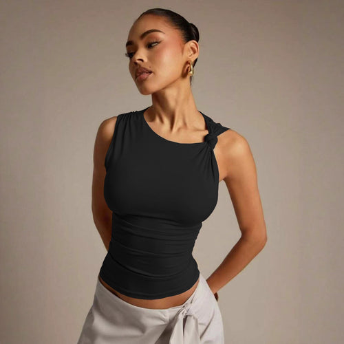 Damen Elegantes Tanktop mit asymmetrischem Design und raffinierten Knotelementen Drune