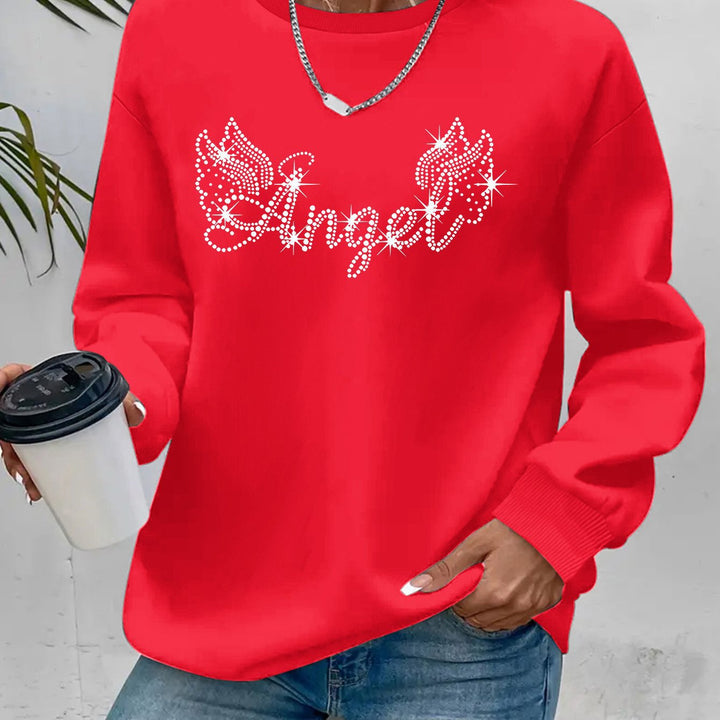 Damen Sweatshirt mit glitzerndem Aufdruck und lässigem Schnitt Drune