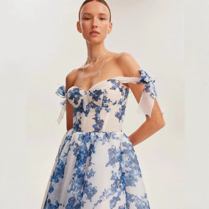 Damen Midi-Kleid mit floralem Druck und verstellbaren Trägern Drune