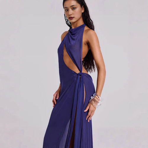 Damen Elegantes Cut-Out Maxikleid Drune