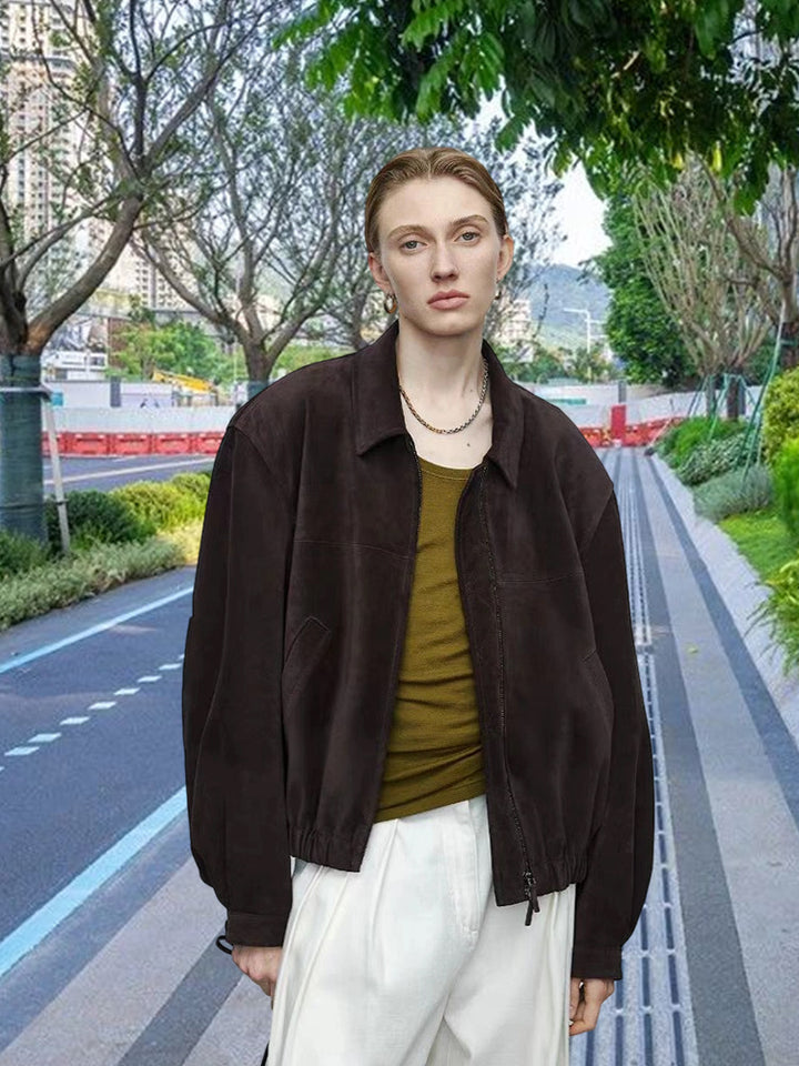 Damen Luxuriöse Wildlederjacke mit elastischem Bund und lässigem Schnitt Drune