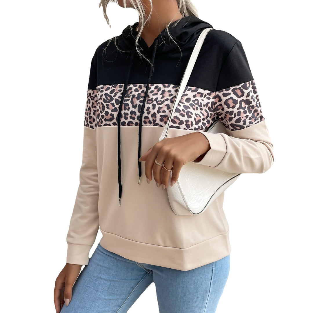 Damen Kapuzenpullover mit modischem Leoparden-Muster und sportlicher Passform Drune