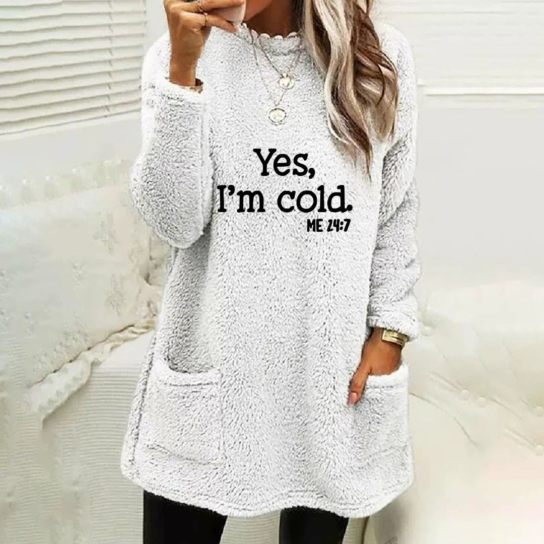 Drune | Übergröße Sweatshirt Doppelseitiges Fleece Buchstabenprint Seitentaschen Langarm