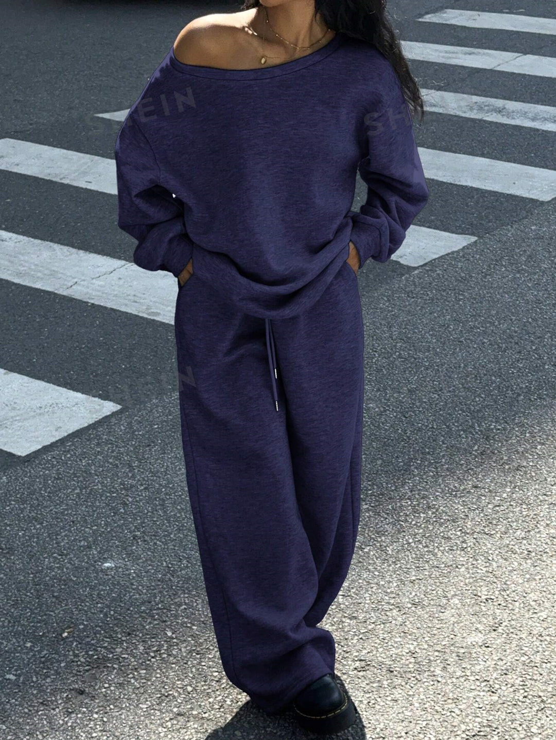 Damen Bequeme Oversized Sweatpants und lässiger Pullover Drune