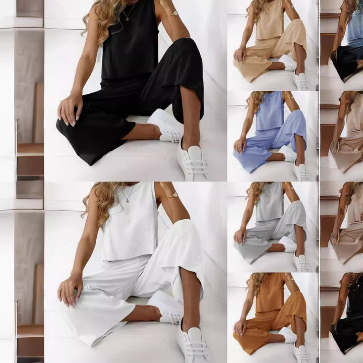 Damen entspanntes Oberteil und weite Hose Set Drune