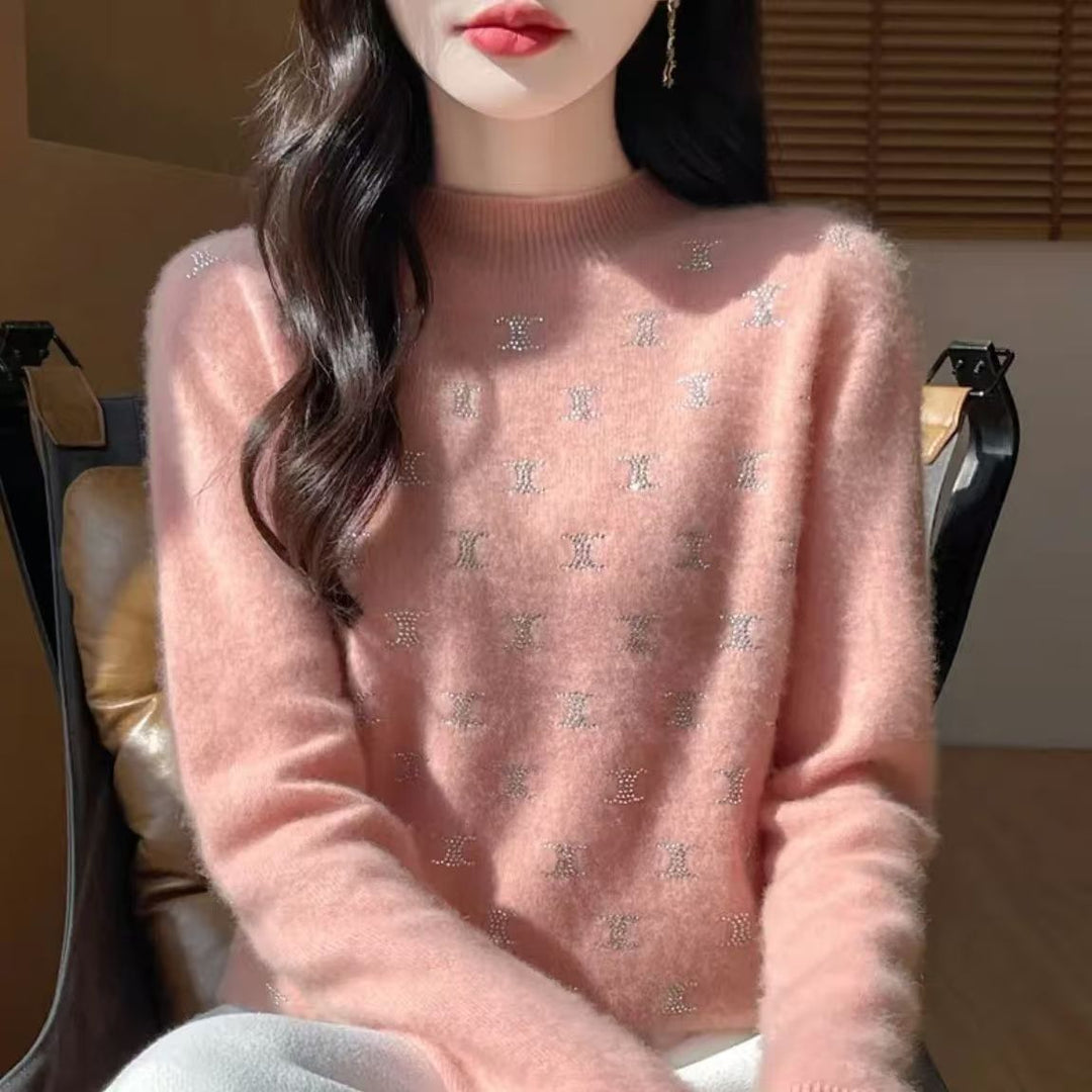 Damen Luxe Strickpullover mit feinem Glitzerdesign und Rundhalsausschnitt Drune