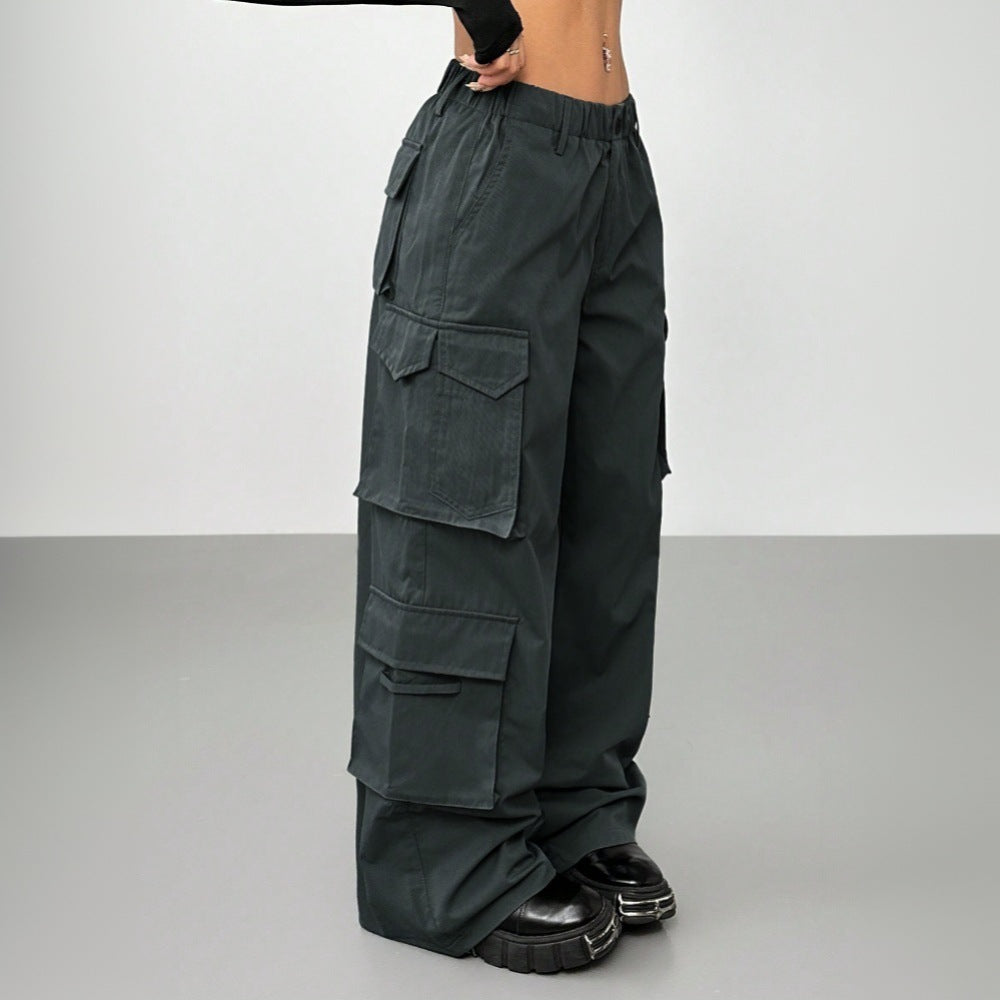 Damen weite Cargo-Hose mit elastischem Bund und praktischen Taschen Drune