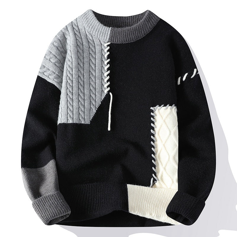 Unisex nan strukturierter Oversize-Strickpullover mit Zopfmuster und dekorativer Steppnaht Drune