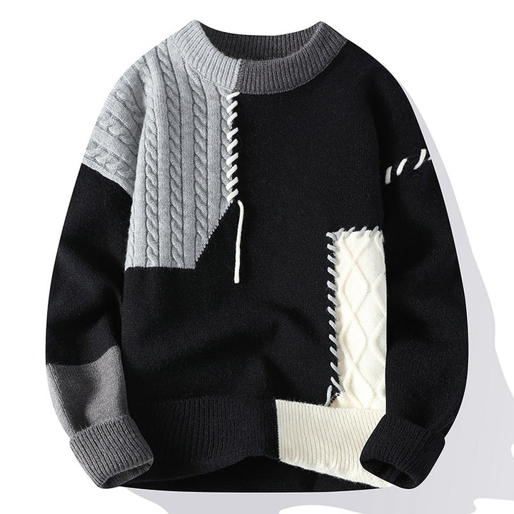 Unisex nan strukturierter Oversize-Strickpullover mit Zopfmuster und dekorativer Steppnaht Drune