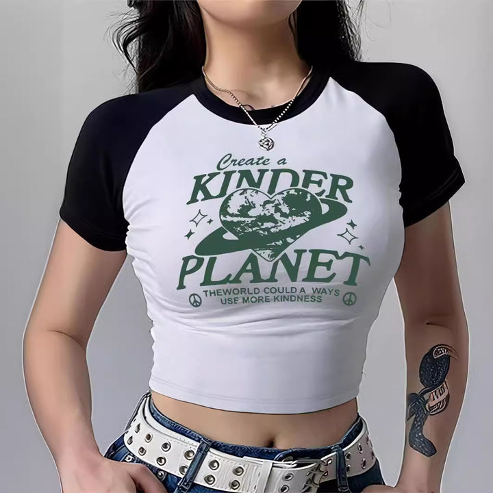 Damen Crop-Top mit motivierendem Schriftzug und lässigem Schnitt Drune