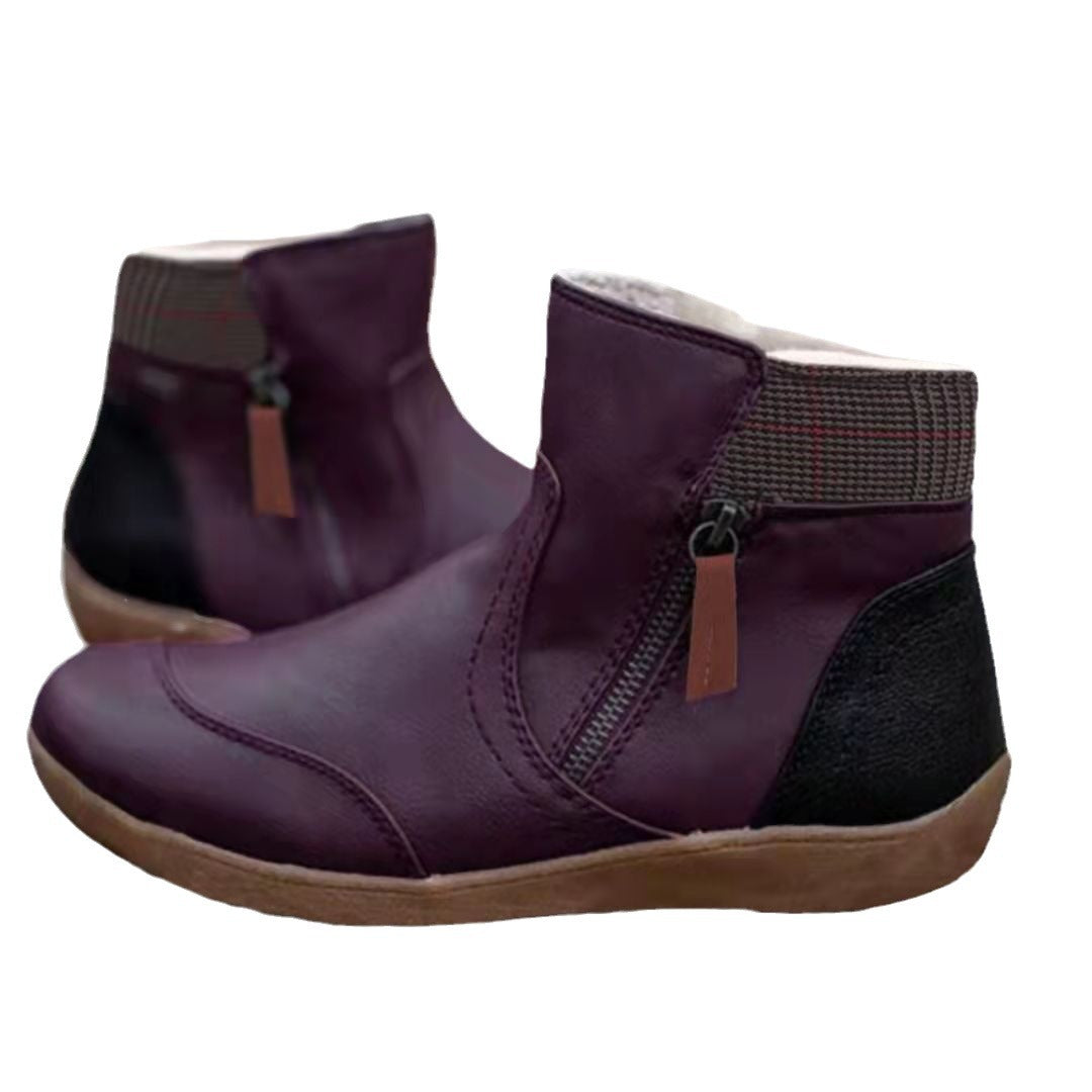 Damen modische Stiefeletten mit seitlichem Reißverschluss und bequemer Sohle Drune