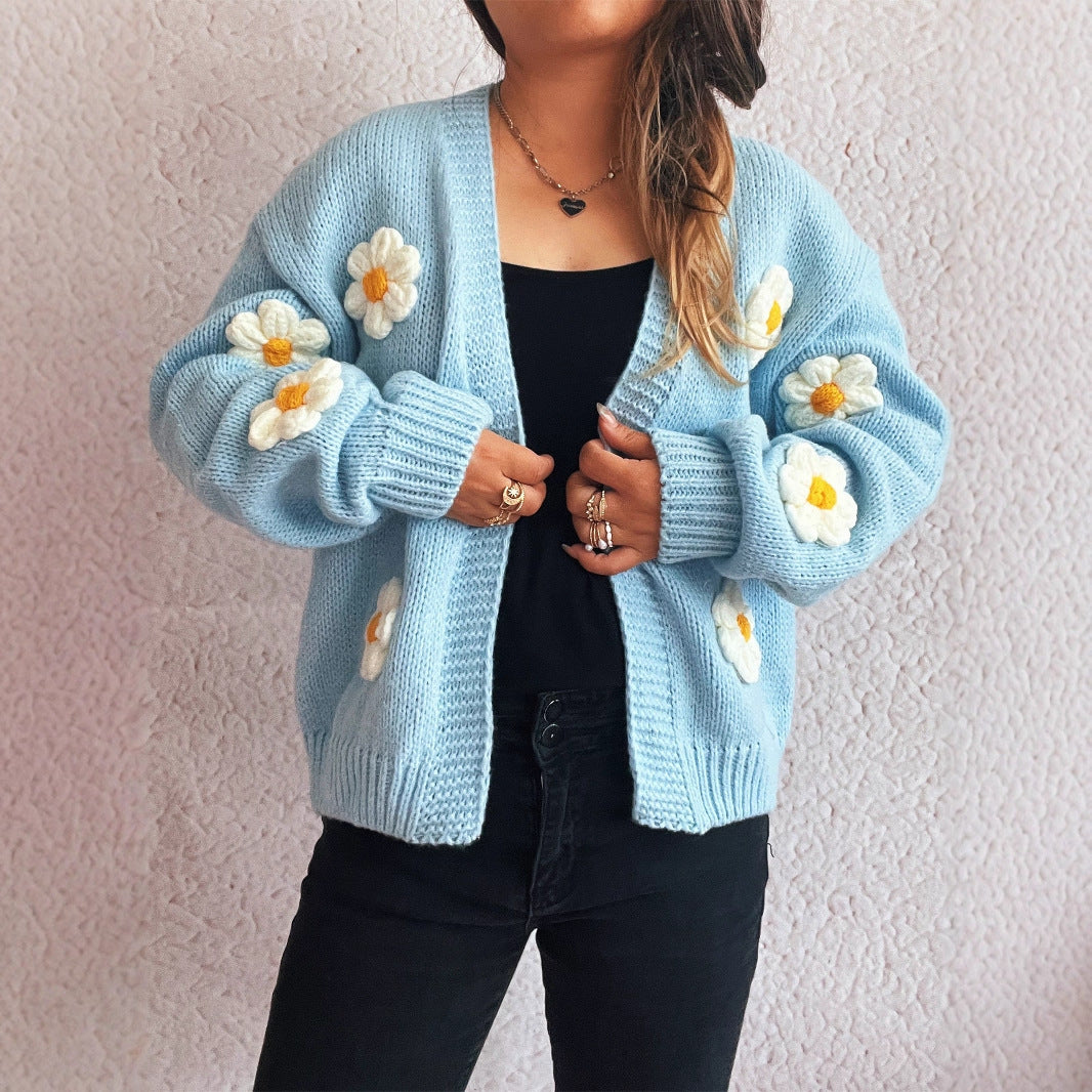 Damen Strickjacke mit floralem Design und lässiger Passform Drune