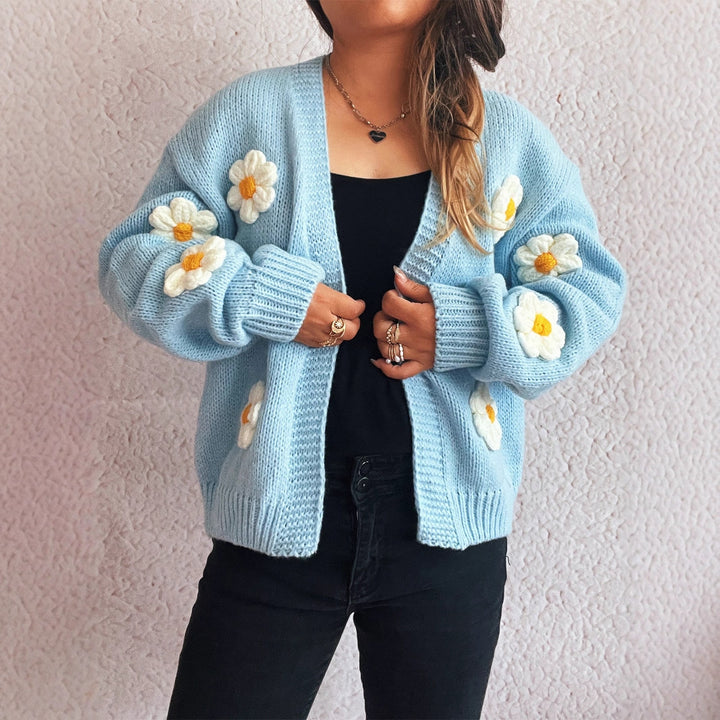Damen Strickjacke mit floralem Design und lässiger Passform Drune