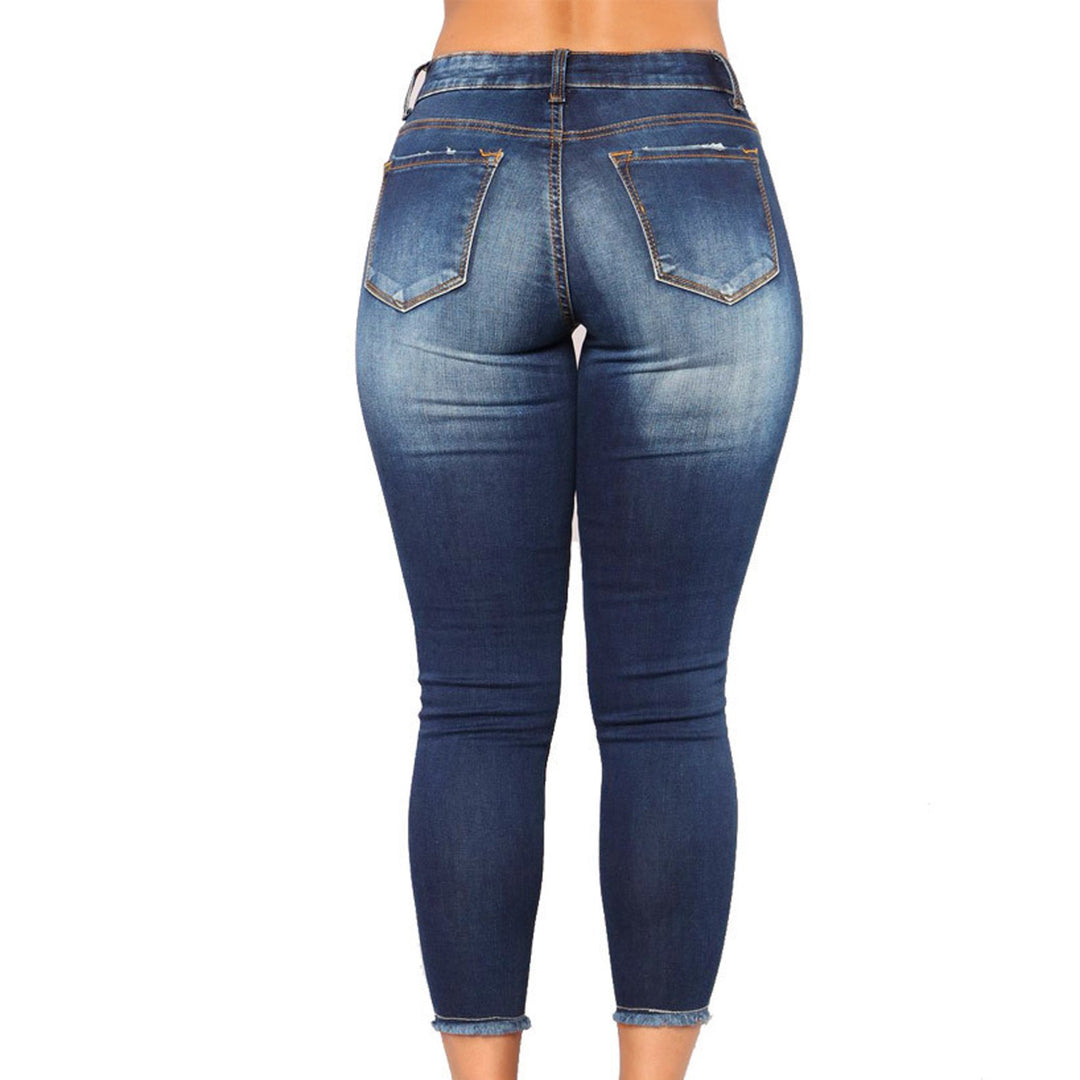 Damen Skinny Jeans mit modischem Destroyed-Look und hoher Taille Drune