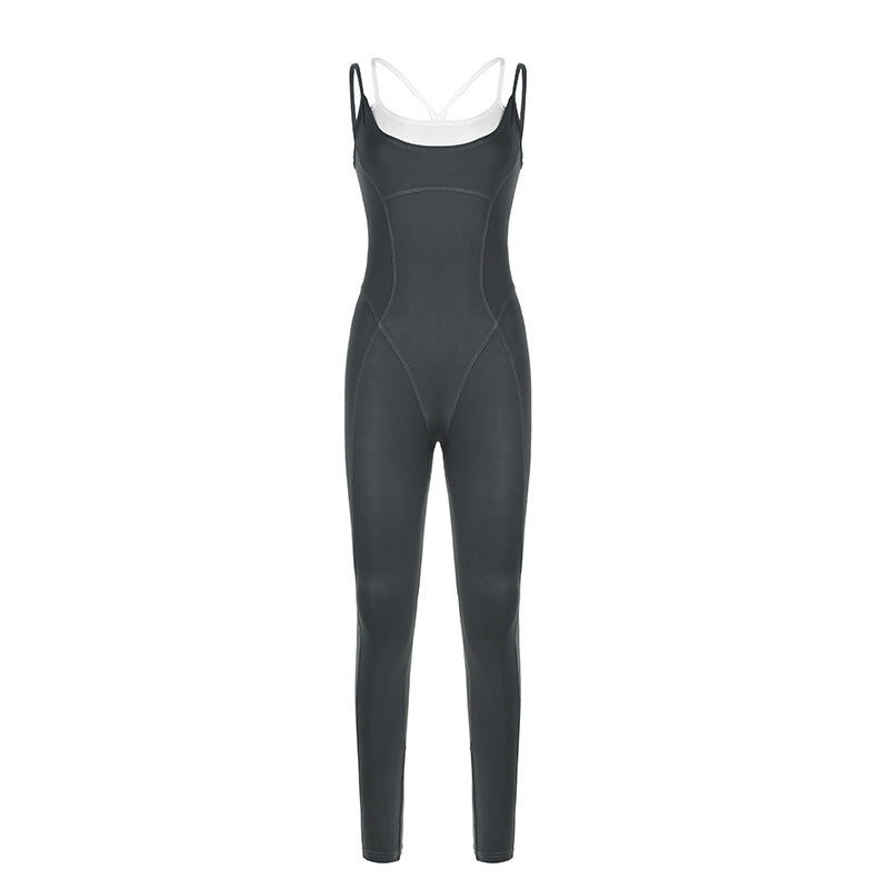 Damen Figurbetonter Jumpsuit mit Trägern und asymmetrischem Saum Drune