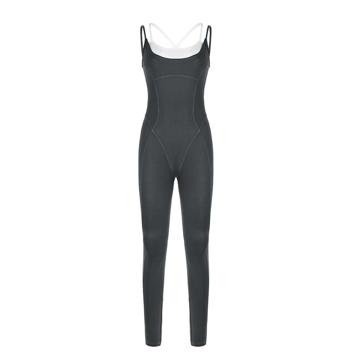 Damen Figurbetonter Jumpsuit mit Trägern und asymmetrischem Saum Drune