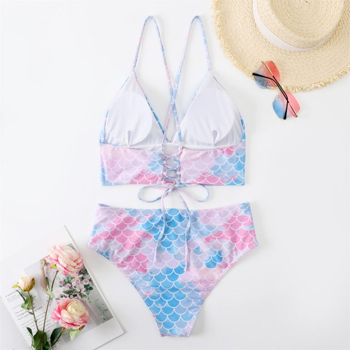 Damen Bikini-Set mit verstellbaren Trägern und modischem Schuppendesign Drune