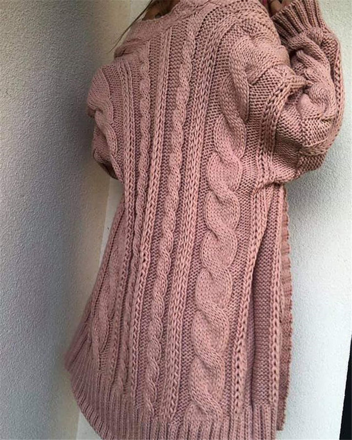 Damen Grobstrickpullover mit offener Schulter und strukturiertem Zopfdesign Drune