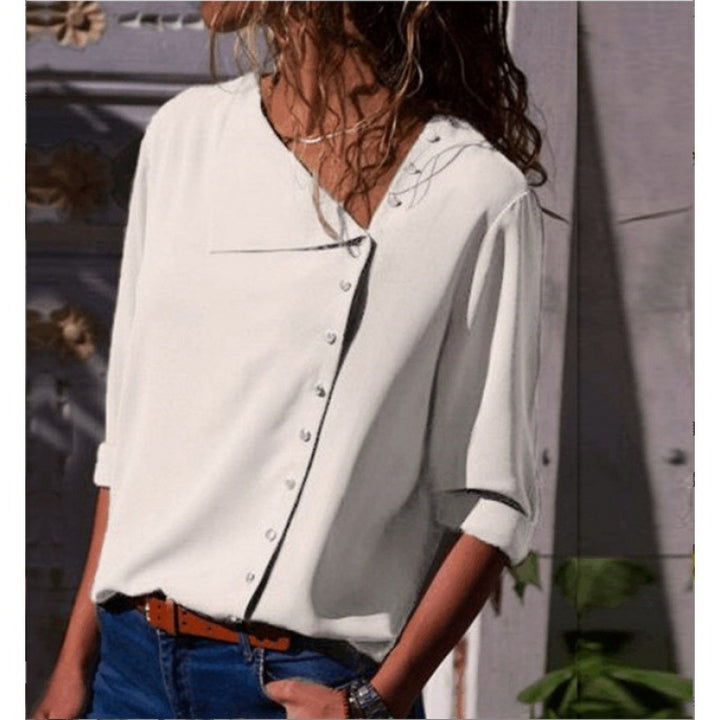 Damen Modische Bluse mit dezenten Knopfdetails Drune