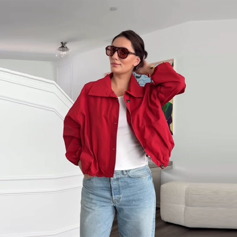 Damen stylische Outdoor-Jacke mit hohem Kragen Drune