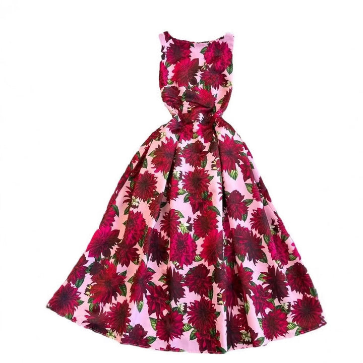 Damen Festliches Maxikleid mit elegantem floralem Muster und Taillengürtel Drune