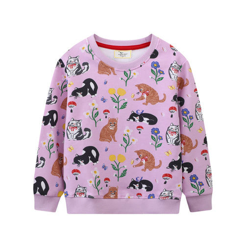 Mädchen Sweatshirt mit buntem Tier- und Blumenmuster Drune