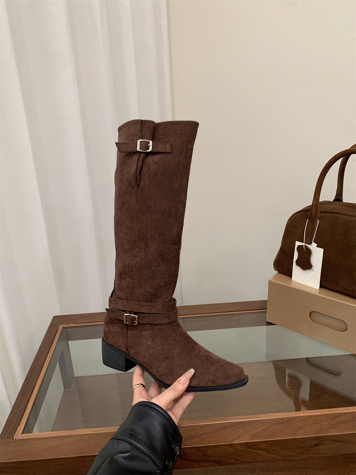 Drune | Beige Knielange Stiefel für Damen - Stilvolles und Bequemes Design für Freizeit- oder formelle Kleidung