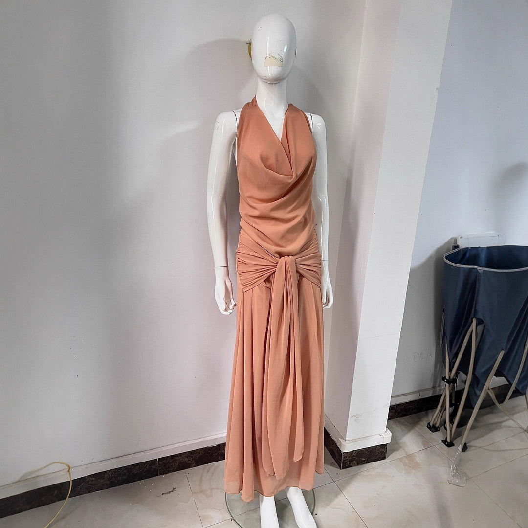 Damen Elegantes langes Abendkleid mit raffiniertem Halternetz Drune