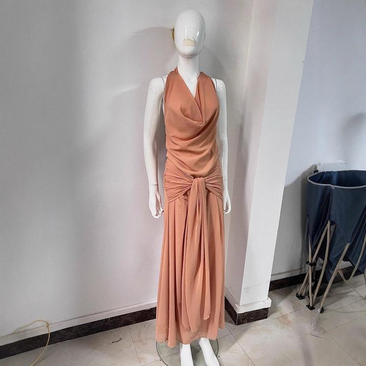 Damen Elegantes langes Abendkleid mit raffiniertem Halternetz Drune
