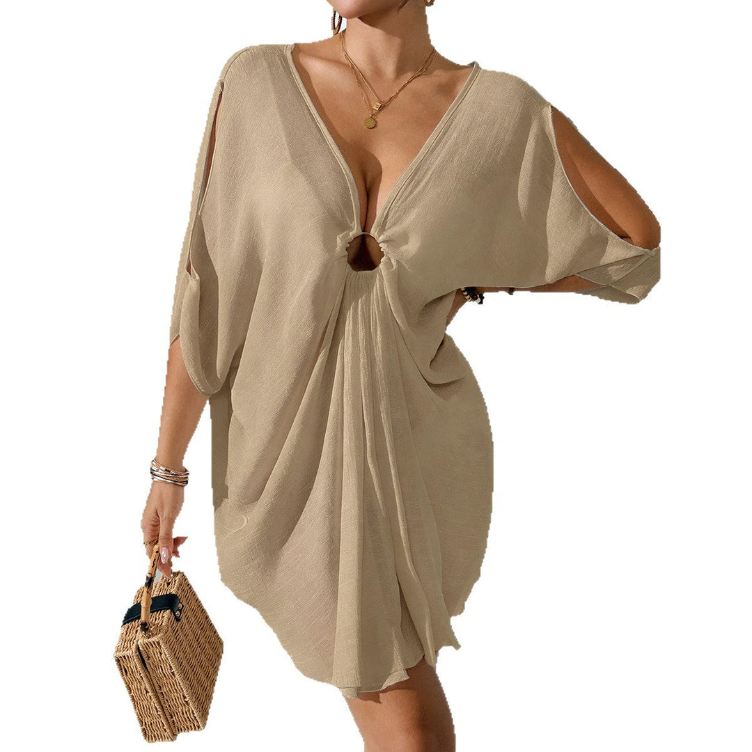 Damen Strandkleid mit tiefem V-Ausschnitt und lockerem Schnitt Drune