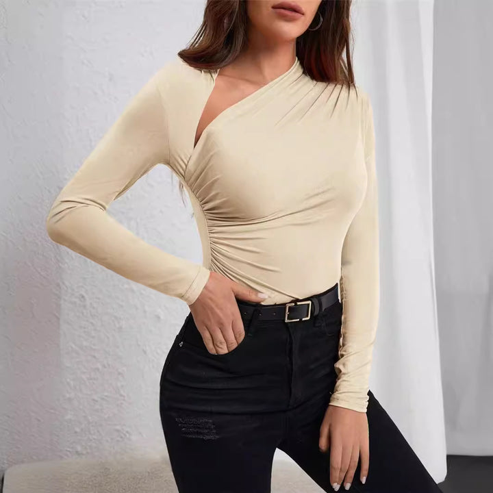 Damen Langarm-Bodysuit mit einzigartigem Wickeldesign Drune