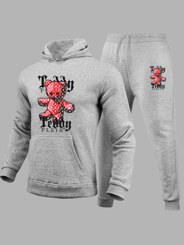 Damen Hoodie und Jogginghose Set mit auffälligem Teddy-Motiv Drune
