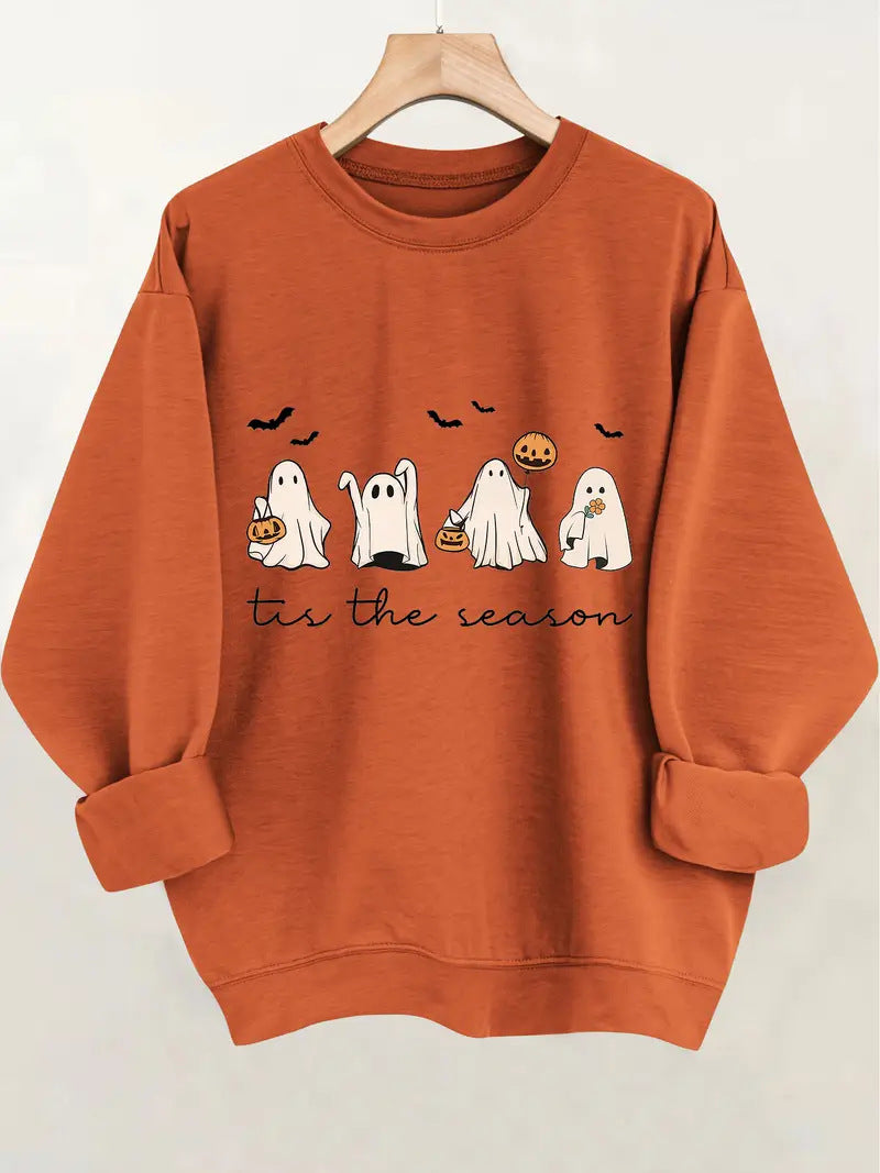 Damen Sweatshirt mit fröhlichem Halloween-Motiv und lässigem Schnitt Drune