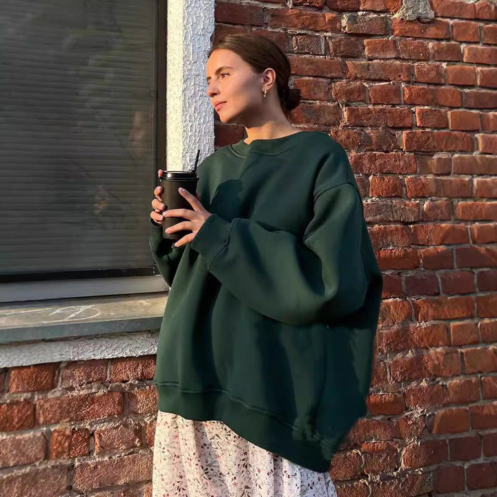 Damen Oversized Sweatshirt im lässigen Stil mit übergroßen Ärmeln und elastischen Bündchen Drune