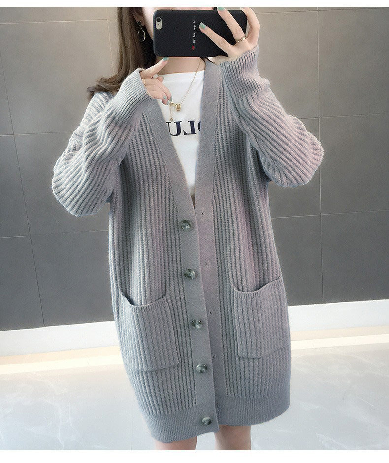 Damen Strickjacke mit Taschen und Knöpfen Drune