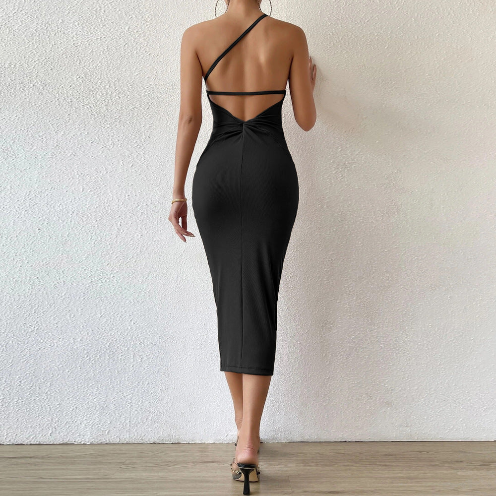Damen figurbetontes Midikleid mit asymmetrischem Design Drune