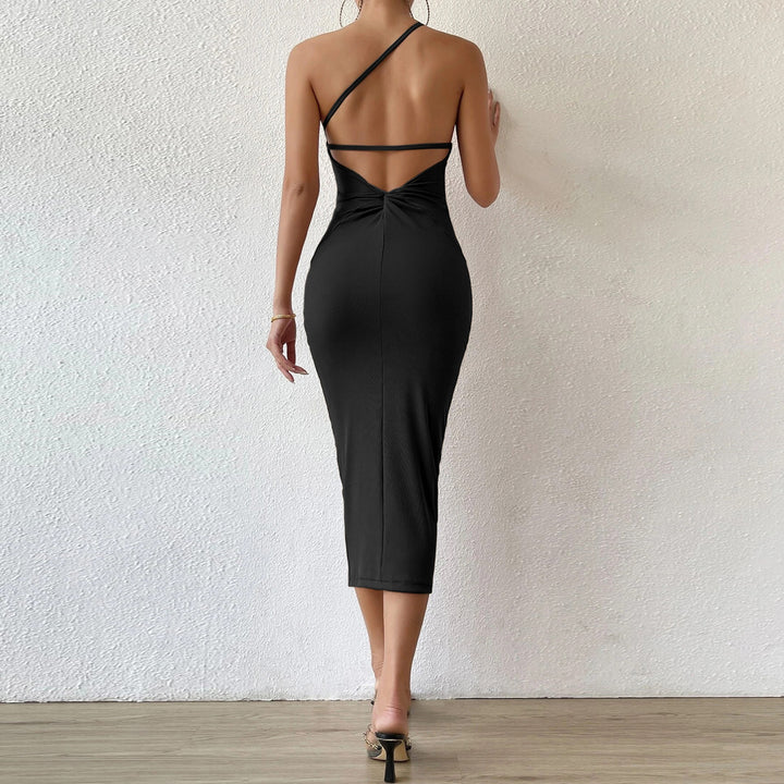 Damen figurbetontes Midikleid mit asymmetrischem Design Drune