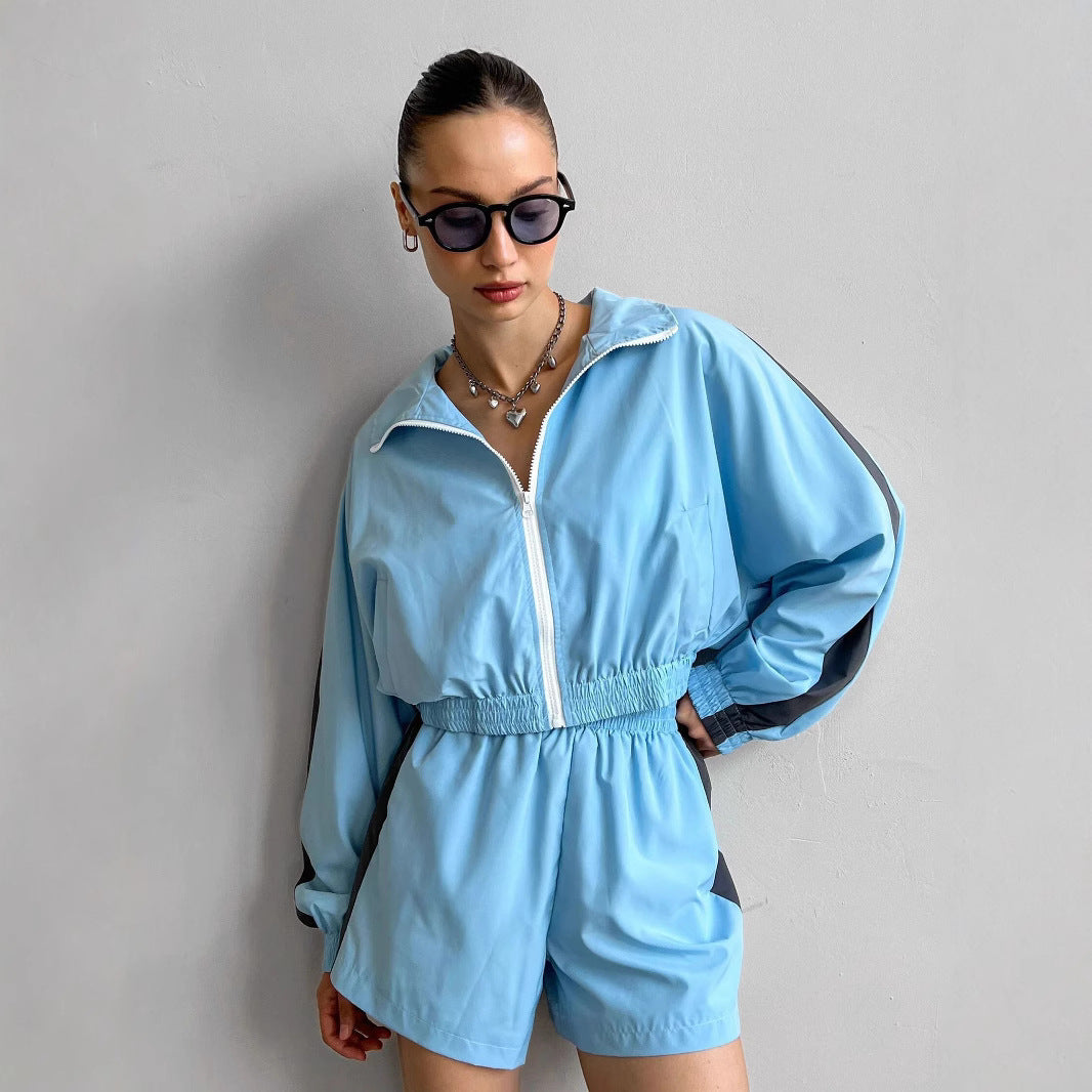 Damen sportliches Freizeit-Set mit atmungsaktivem Oberteil und Shorts Drune
