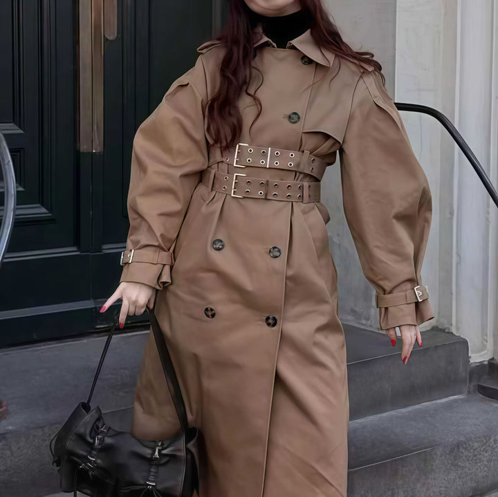 Damen wasserabweisender Trenchcoat mit Taillengürtel Drune