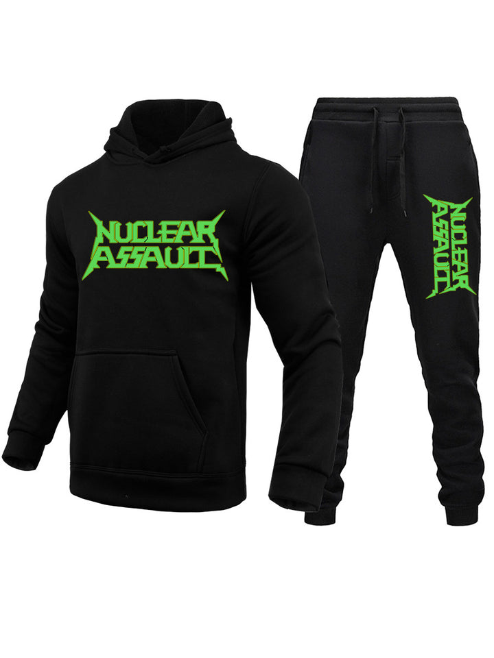Herren Kapuzenpullover und Jogginghose Set mit auffälligem Frontdruck Drune