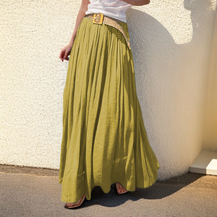 Damen Maxi-Rock mit fließendem Schnitt und elastischem Taillenbund Drune